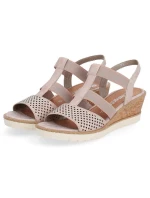 Pohodlné sandály na podpatku W rose gold model 19730112 - Rieker Pohodlné sandály na podpatku W rose gold model 19730112 - Rieker