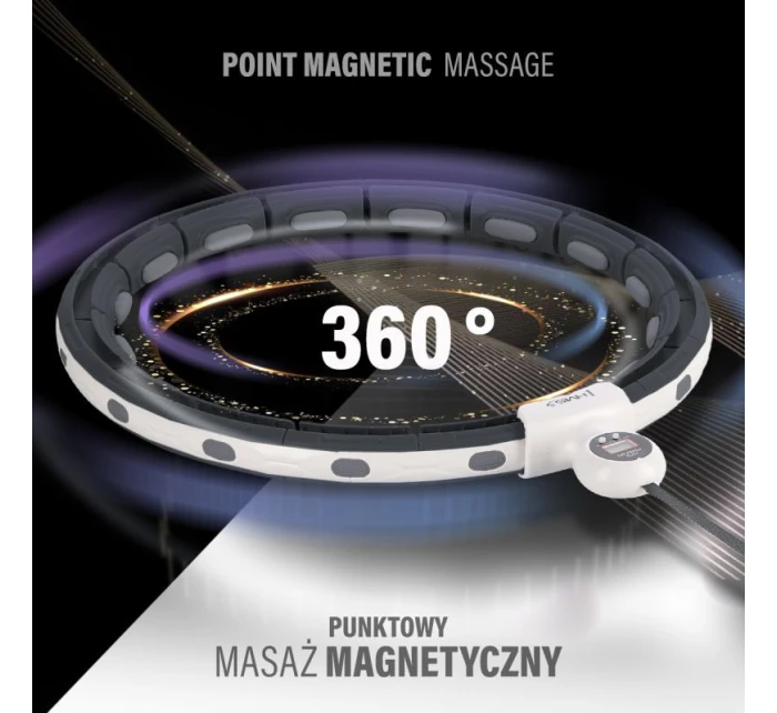 MAGNETICKÝ HULA HOP SET ČERNÝ HHM15 S POČÍTADLEM HMS + ZEŠTÍHLUJÍCÍ PÁS BR163 ČERVENÝ