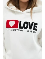 Zateplená bavlněná mikina s kapucí Love ecru Zateplená bavlněná mikina s kapucí Love ecru