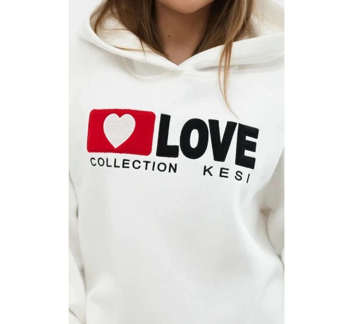 Zateplená bavlněná mikina s kapucí Love ecru Zateplená bavlněná mikina s kapucí Love ecru