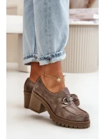 Zazoo 20175 Dámské polobotky na podpatku Přírodní kůže Tmavě béžové