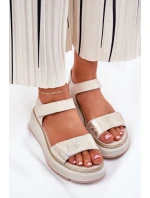 Dámské Sandály Na A Platformě S Ozdobami  Béžové model 21690903 - S.Barski