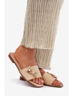 Dámské Pantofle Na Plochém Podpatku S Mašlí Béžové Sallariela Dámské Pantofle Na Plochém Podpatku S Mašlí Béžové Sallariela