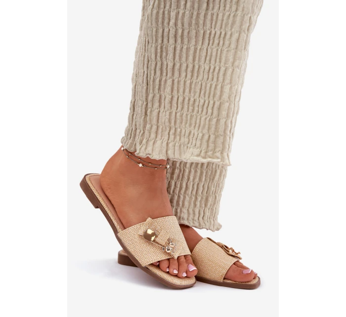 Dámské Pantofle Na Plochém Podpatku S Mašlí Béžové Sallariela Dámské Pantofle Na Plochém Podpatku S Mašlí Béžové Sallariela