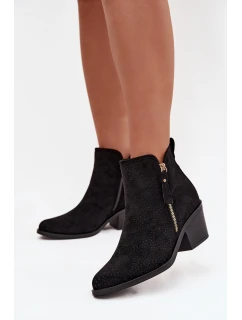 Dámské kovbojky na podpatku model 21713530 Černé - S.Barski