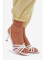 Dámské sandály na podpatku s pásky bílé Velivelle