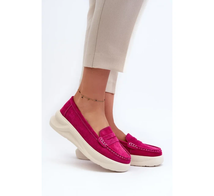 Semišové dámské mokasíny Fuchsia model 20453046 - Kesi