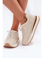 Dámské kožené tenisky na platformě Big Star – béžové Dámské kožené tenisky na platformě Big Star – béžové