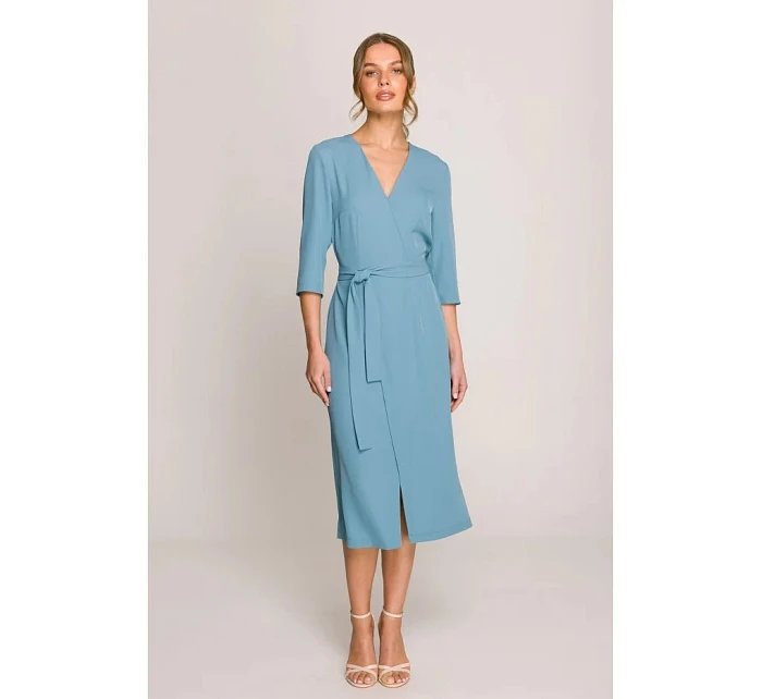 Šaty S396 zavazovací tyrkysově modré - Stylove Šaty S396 zavazovací tyrkysově modré - Stylove