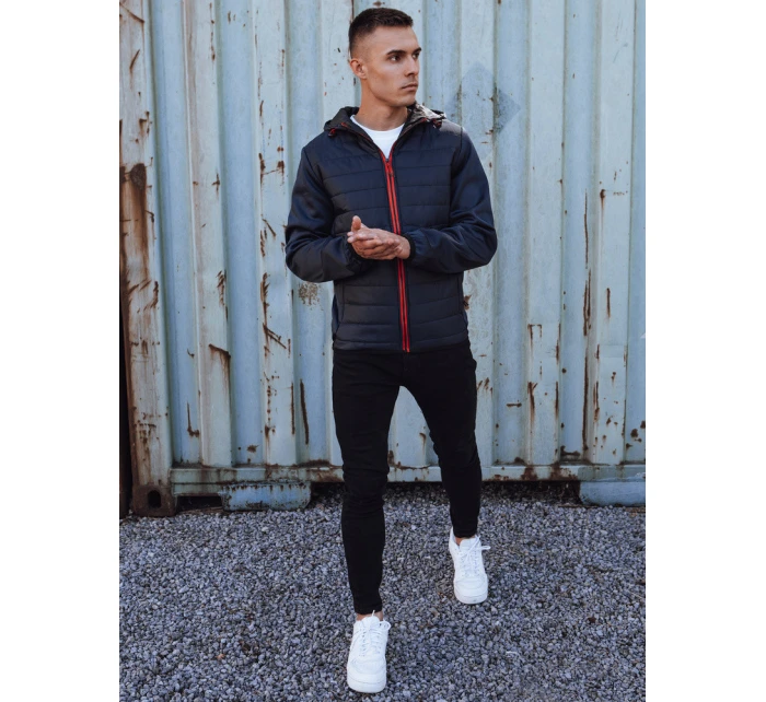 Pánská přechodná prošívaná bunda s kapucí tmavě modrá FashionStreet TX4861 Pánská přechodná prošívaná bunda s kapucí tmavě modrá FashionStreet TX4861