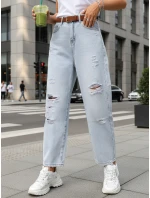 Dámské pytlovité džíny s odřením světle modré FashionStreet UY2889