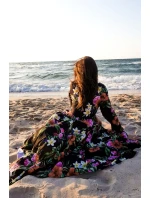 Dámské maxi šaty s výstřihem a se vzorem květů model 20914037 - numoco