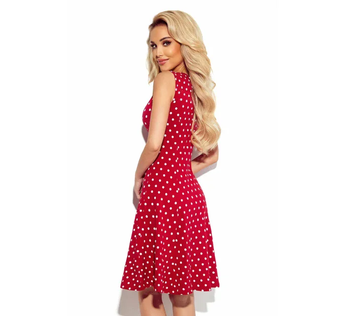 241-2 STELLA Šaty se skládaným výstřihem - kaštanové s pruhy