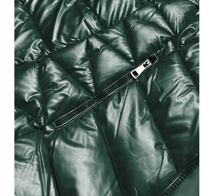 KRÓTKA KURTKA DAMSKA Z FUTERKIEM ZIELONA model 21244622 - YES!PINK