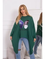 Oversize halenka s potiskem tmavě zelená