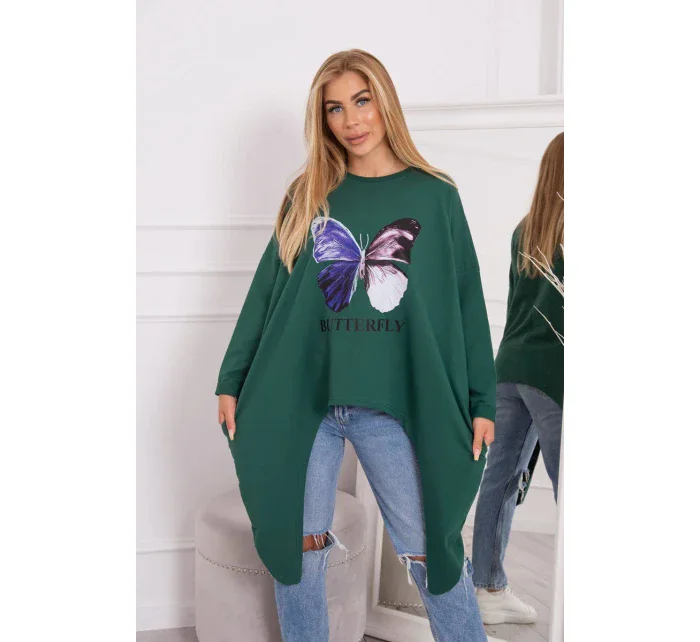 Oversize halenka s potiskem tmavě zelená