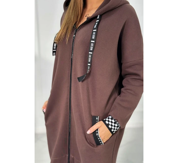 Mikina s kapucí na zip hnědý
