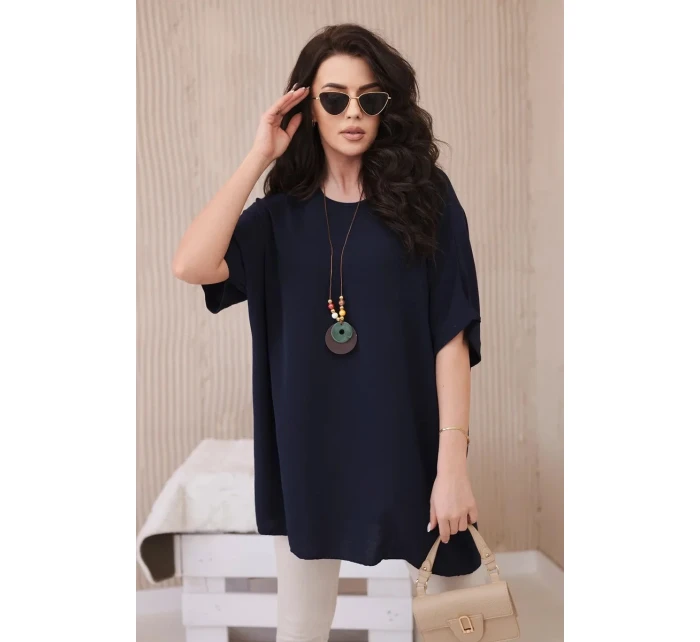 Oversized halenka s přívěskem námořnická modř Oversized halenka s přívěskem námořnická modř