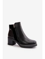 Dámské Botky Z Eko Kůže Na Podpatku Zateplené Černé model 21669129 - Boto Dámské Botky Z Eko Kůže Na Podpatku Zateplené Černé model 21669129 - Boto