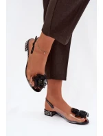 Průhledné sandály na nízkém podpatku s kamínky a ozdobou D&A model 21908359 Černé - S.Barski