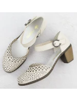 Skórzane damskie na beżowe model 22033933 - Rieker