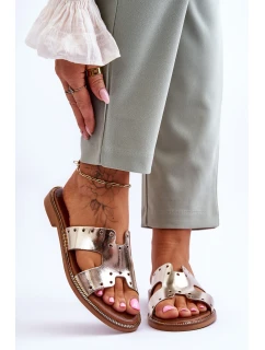 model 21617412 Dámské žabky s ozdobnými výřezy Zlaté - Zazoo