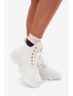 Dámské Zateplené Kozačky Na Zip Bílé Tharika