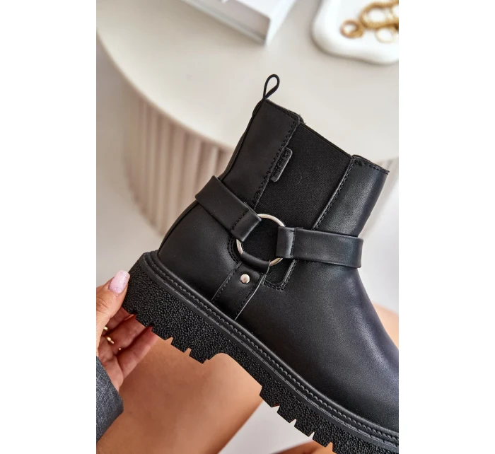 Kotníkové boty Zateplené Na Zip Big Star Černé Kotníkové boty Zateplené Na Zip Big Star Černé