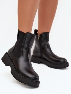 Dámské zateplené kožené boty na zip Big Star – černé