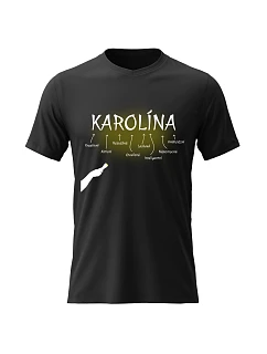 Dámské bavlněné tričko s potiskem - VLASTNOSTI - KAROLÍNA - černé