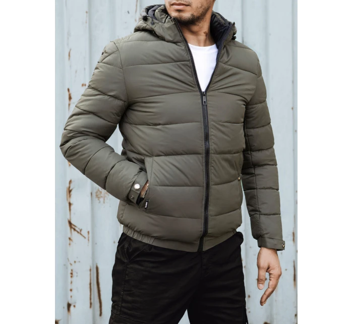 Pánská prošívaná zimní bunda s kapucí zelená FashionStreet TX4846