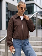 Krátká dámská přechodová bunda bez kapuce, hnědá, FashionStreet TY5957
