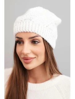 Dámská zimní čepice vlněná s krystaly a vzorem model 21859293 mocca - K-Fashion