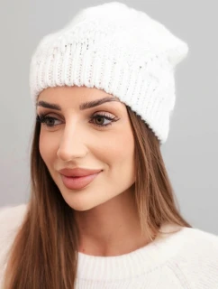 Dámská zimní čepice vlněná s jemným vzorem K460 bílá