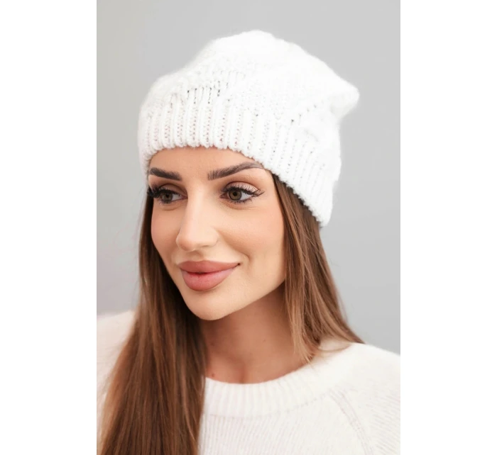 Dámská zimní čepice vlněná s krystaly a vzorem model 21859293 mocca - K-Fashion