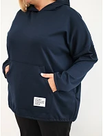 Dámská mikina Plus Size z viskózy s kapucí a klokankovou kapsou námořnická modrá