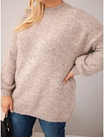 Dámský plus size volného střihu svetr s dlouhým rukávem fango zelená Dámský plus size volného střihu svetr s dlouhým rukávem fango zelená