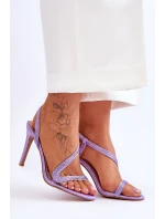 Elegantní nazouvací sandály na vysokém podpatku fialové model 21619520 - Boto