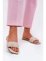 Ploché Dámské Pantofle S Páskem A Béžové model 21689551 - Boto Ploché Dámské Pantofle S Páskem A Béžové model 21689551 - Boto