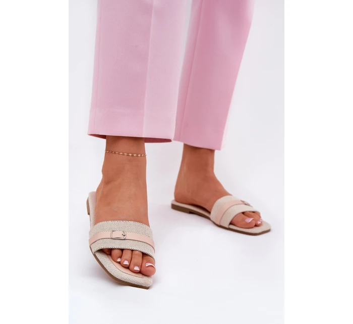 Ploché Dámské Pantofle S Páskem A Béžové model 21689551 - Boto Ploché Dámské Pantofle S Páskem A Béžové model 21689551 - Boto