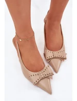 Lodičky Na Podpatku S Mašlí Béžové Folesca
