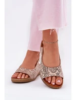 Kožené Dámské Sandály Na Klínku Maciejka L7069-04 Béžové