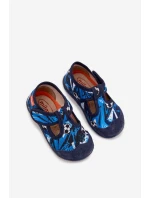 Dětské pantofle na suchý zip míčky tmavě modré model 21725234 - Milami