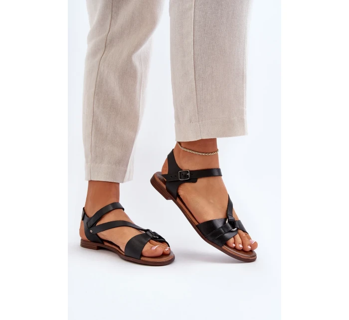 Zazoo Dámské kožené sandály černé Zazoo Dámské kožené sandály černé