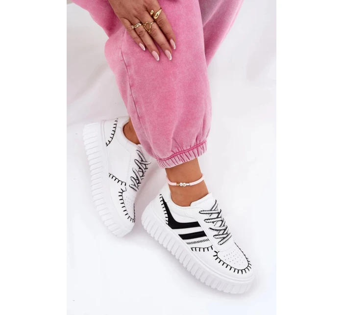 Dámské tenisky na platformě – bílo-černé Ofenale