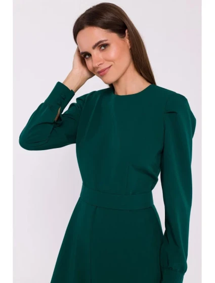 Rozšířené šaty s páskem  zelené  model 20774194 - STYLOVE