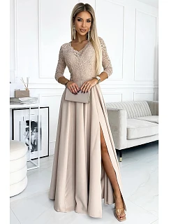 Dámské krajkové šaty model 22084615 AMBER béžové - numoco