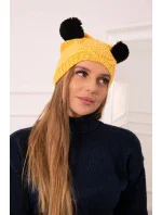 Fleecová čepice 2 bambulky K291 žlutá Fleecová čepice 2 bambulky K291 žlutá