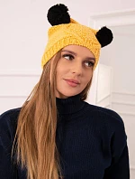 Fleecová čepice 2 bambulky K291 žlutá