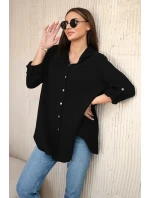 Bavlněná mušelínová košile oversize černý